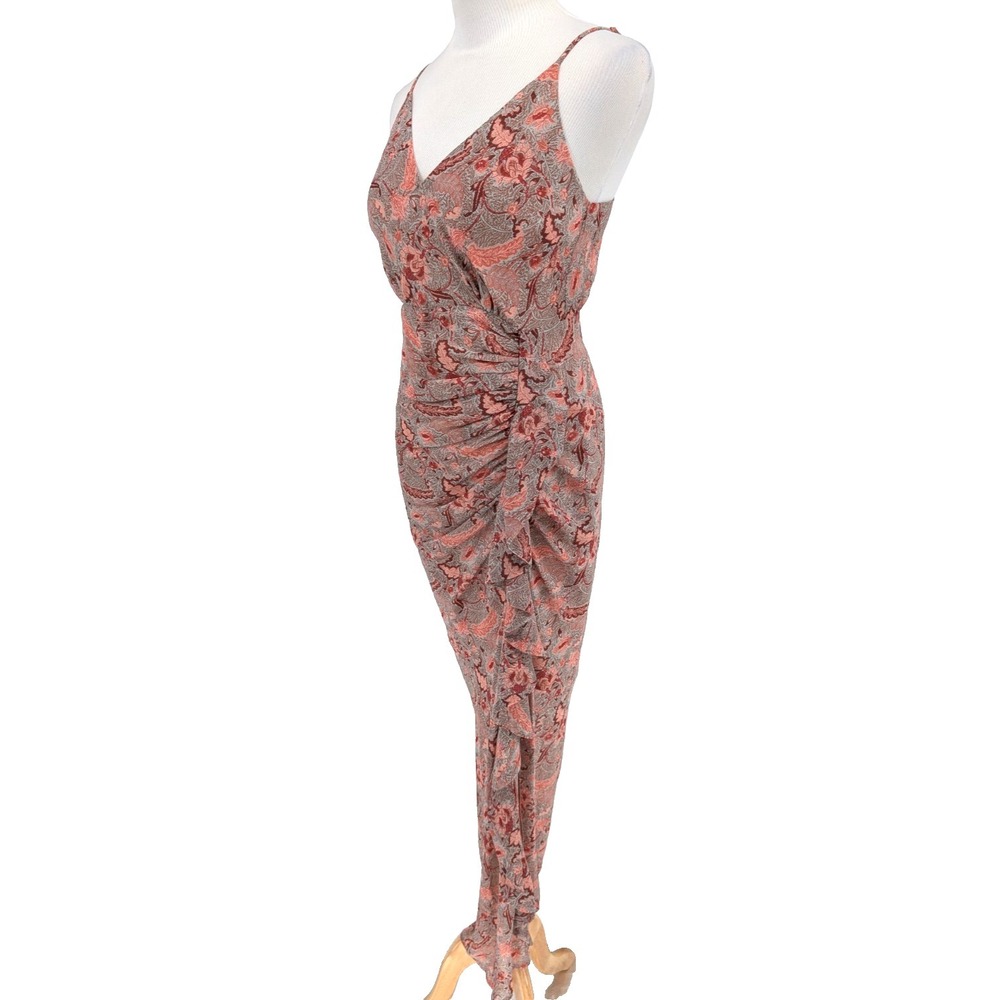 Floret Studios Ruffle Chiffon Midi Dress Teal Coral Floral Small Coquette Fairy‎ - Picture 5 of 16